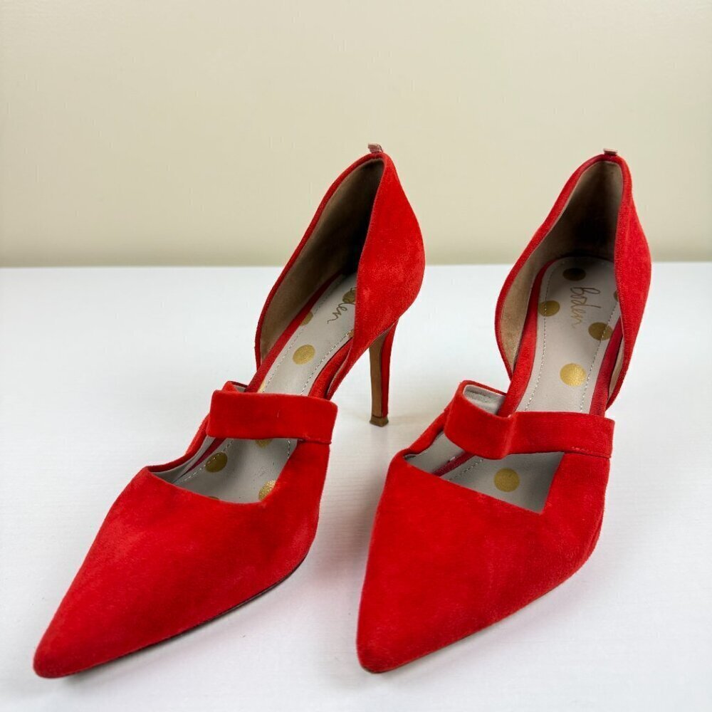 Boden Adrianna Court Red Orange Suede Mary Jane Heel